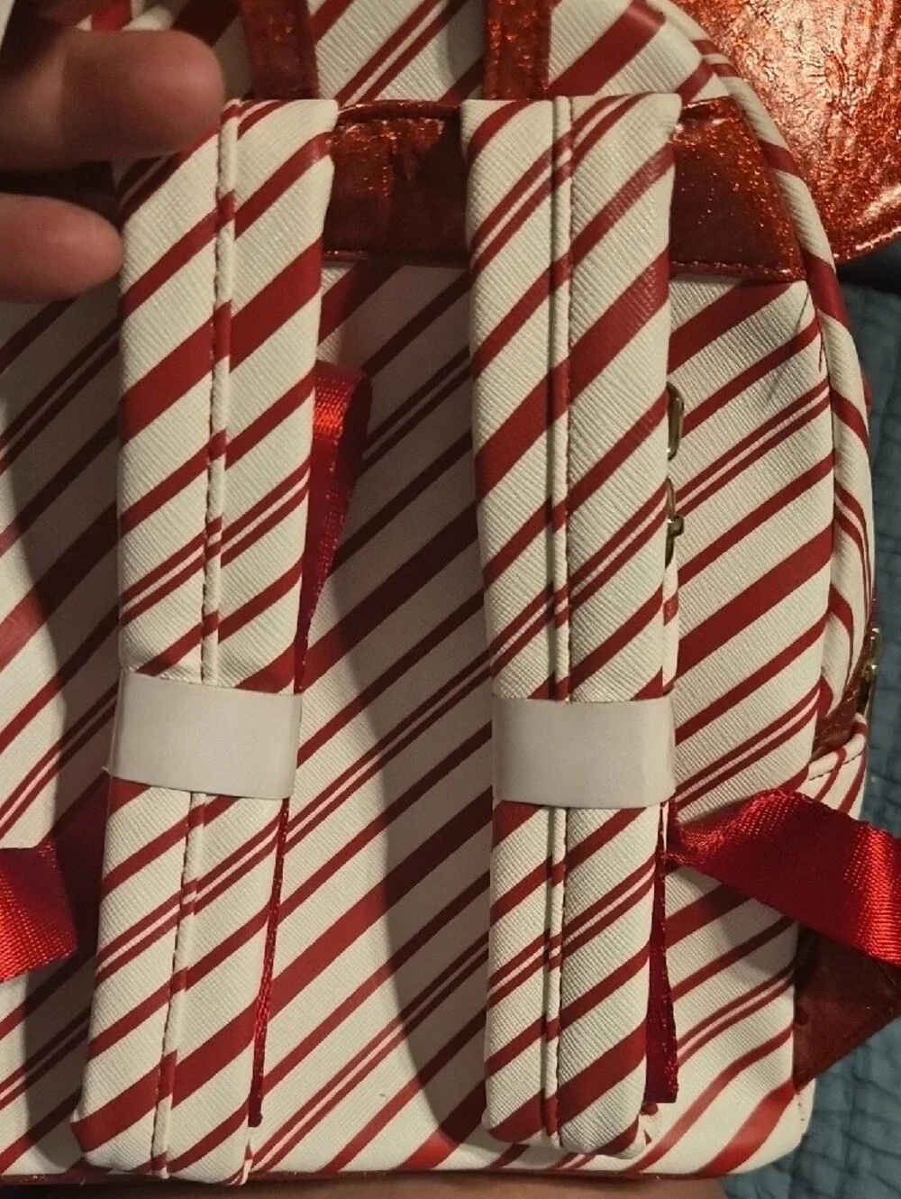 Loungefly Red & White Candy Cane Stripe Mini Backpack with Glitter Ears